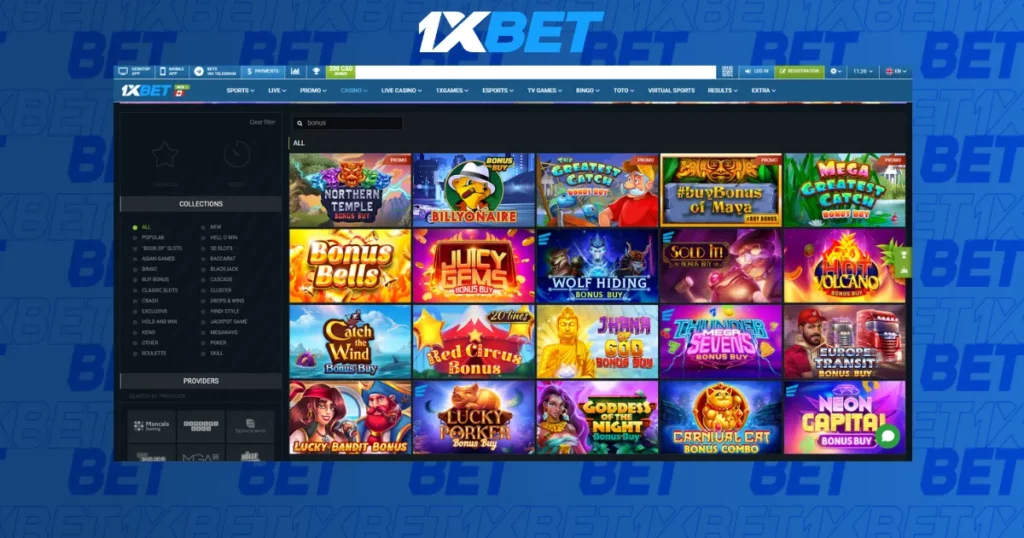 1xBet 한국 온라인 카지노 기능